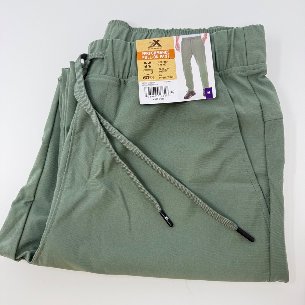 ZeroXposur Mens Performance Pull On Pants Terrain Green‎ Stretch Medium NEW